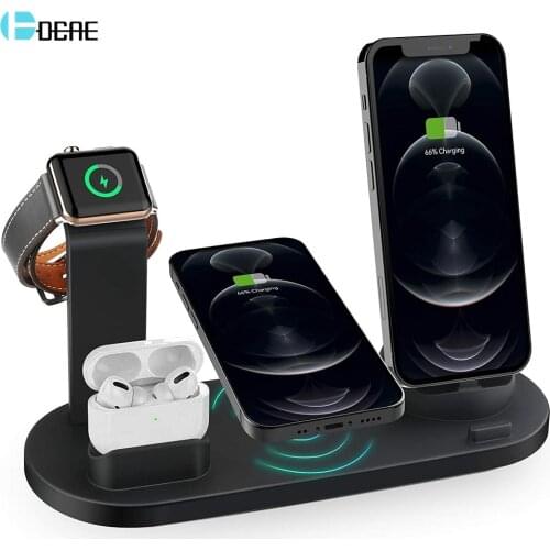 4 in 1 Qi Wireless Charger Dock Stand For iPhone 12 11 XS XR X 8 Plus Airpods Pro Apple Watch SE 6 5 4 3 2 Fast Charging Station