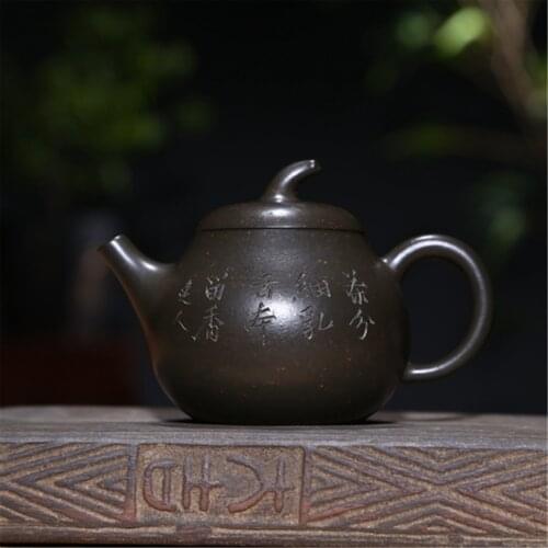 Ore Teapot Technology Division Pure Full Manual Green Muddy Eggplant Break Teapot Customized Factory Direct Generation Hair