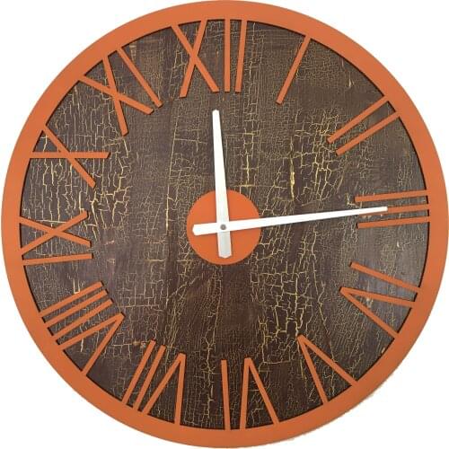 Goodtime Alpha Brown Orange Decorative Wall Clock 50 Cm