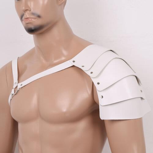 Men Leather Body Chest Armor Costume Sexy Harness Muscle Crop Top Adjustable Chest Restraints Tank with Buckles Gothic Punk Vest
