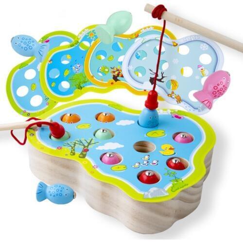 Preschool Montessori Wooden Toys Magnetic Fishing Game Baby Puzzle Early Education Teaching Aids Math Toy For Children Girl Gift