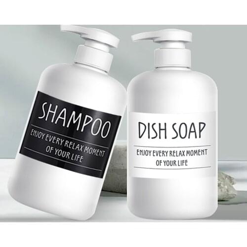 800mI Refillable Soap Dispenser Shampoo Shower Gel Bottle Bathroom/Kitchen White Round Shoulder Pressing Empty Bottling