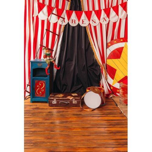 Photography Backdrops Wooden Floor Red White Stripes 3D Backgrounds for Photo Studio Arena Theater Stage Children Kid Photocall