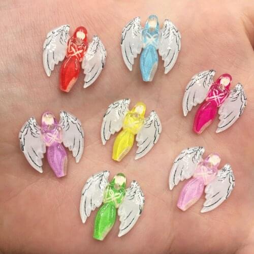 Hot 150pcs Mix Resin Beautiful Colorful Angel Flat Back Rhinestone Appliques DIY Wedding Scrapbook Craft SF517*5