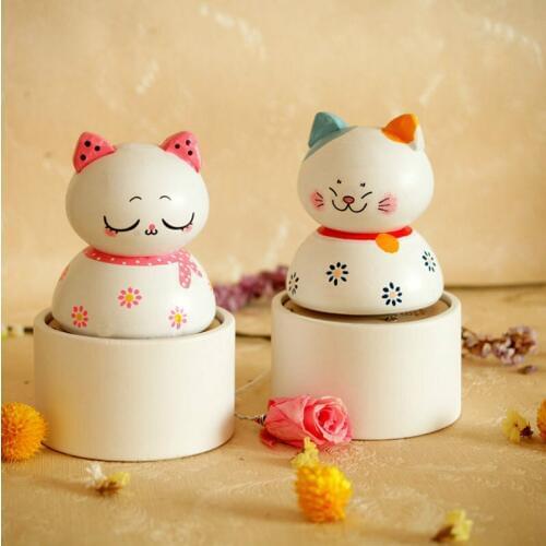 Creative Wooden Music Box Smile Cat Music Box Wood Cartoon Crafts Set Birthday Gift Custom Birthday Gift for Friend