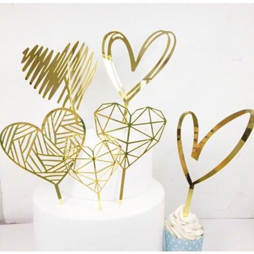 Love Wedding Acrylic Cake Topper Gold Pink Happy Birthday Acrylic Cake Toppers For Wedding Kids Birthday Party Cake Decorations