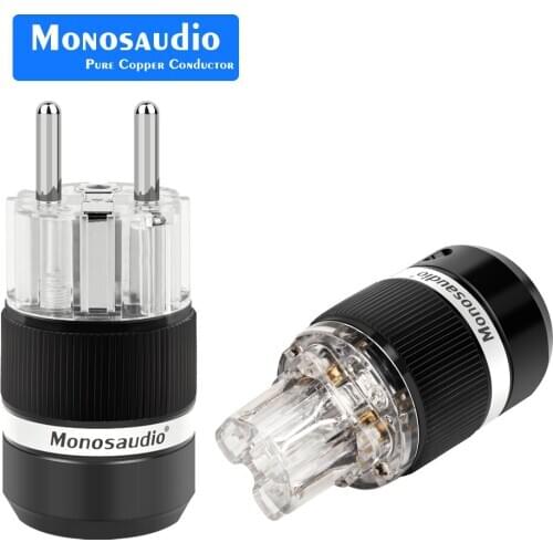 Monosaudio E101R/F101R Hifi Audio EU version 24K gold plated Power Plug IEC Connector for audio power cable Hi-end Schuko Plug