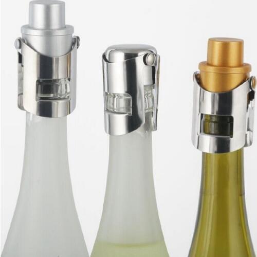 Bar stainless steel champagne stopper inflatable novelty vacuum wine bottle stopper sealing plug silicone wine glass stopper