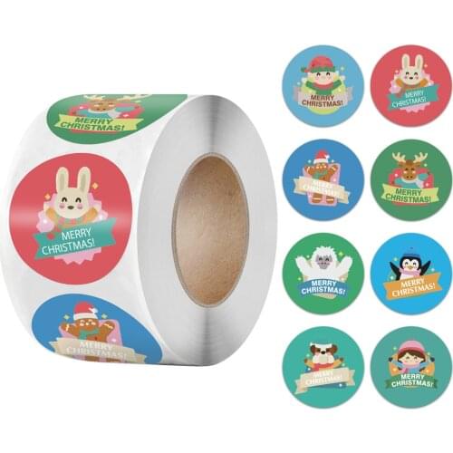 100-500pcs 1 Inch Paper Merry Christmas Sticker Santa Cartoons Sealing Label Stickers Scrapbook Gift Card Packaging Stationery