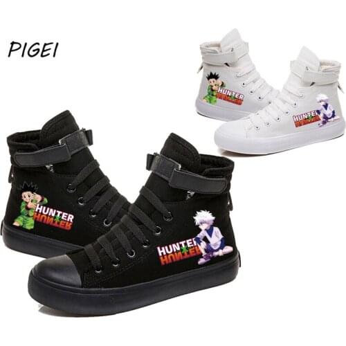 New Anime Hunter x Hunter Hisoka Cosplay Canvas Shoes Couples Autumn High-Top Flat Casual Shoes Lacing Sneakers for Women Mens