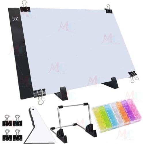 A4 LED Light Pad Board Tools Set 5d Diamond Painting Tracing Copy Board with 3 Level Brightness USB Powered Drawing Tablet
