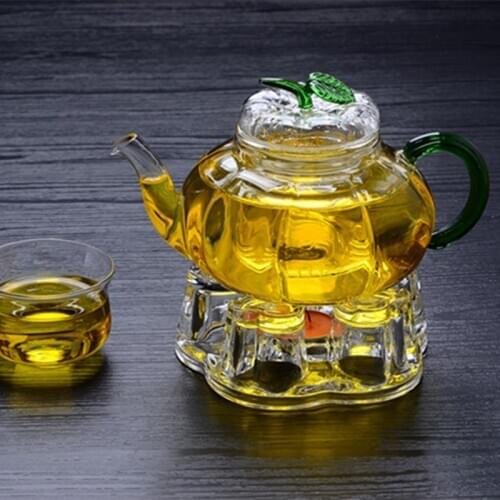 Clear Glass Heat-Resisting Heart Shape Teapot Warmer Heater Base Candle Holder