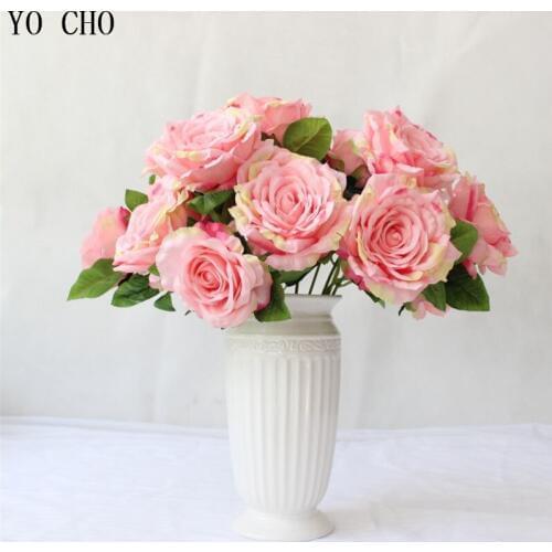 YO CHO Rose Peony Artificial Silk Flowers European Style Fake Artificial Peony Silk big bouquet flores home party wedding deco