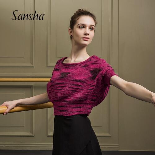 Sansha Adult Ballet Dance Kinted Sweater Half Sleeves Fuchsia Warm Autumn Winter Ballet Practice Clothing KT3028A