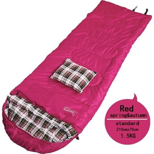 Adult Sleeping Bag Winter Cotton Plaid Flannel Material Lightweight Warm Sleeping Bag with Pillow for Outdoor Hiking Traveling