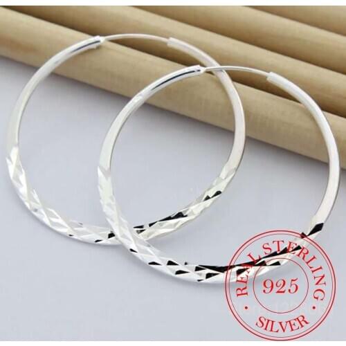 High Quality Hoop Earrings 925 Sterling Silver 5.0cm Circle Earrings Fashion Jewelry Wholesale Factory Direct Sales