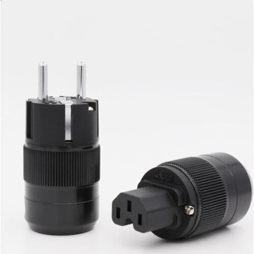 Pair High End Rhodium Plated brass AC Power Plug EU Schuko EU Power Plug & IEC Connector plug hifi audio power adapter