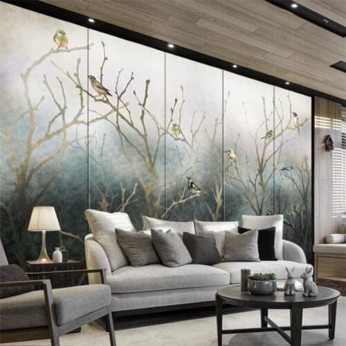 Wellyu Chinese art creative flower forest TV background wall painting custom large mural green wallpaper papel de parede