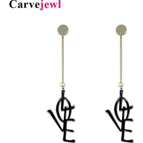 Carvejewl LOVE earrings hand painted enamel glaze earrings for women jewelry long post dangle Earrings girl gift korean earrings
