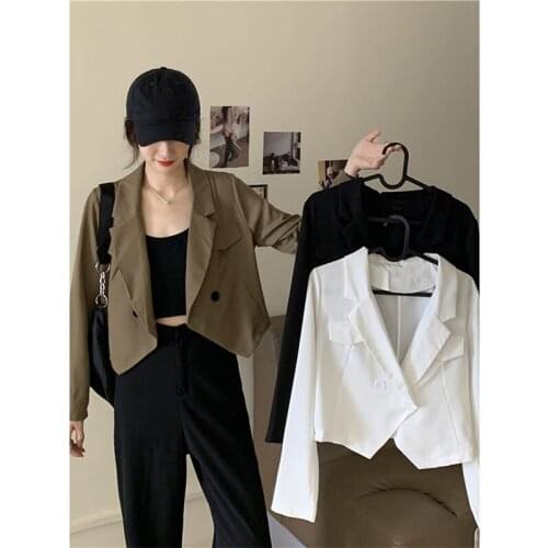 Ladies Short Small Suit Jacket 2021 Spring Autumn New Irregular Design Sense Tooling Thin Short Jacket Female Street Shooting