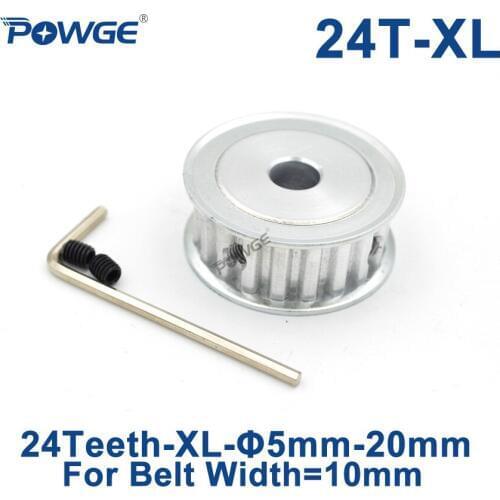 POWGE 24 Teeth XL Timing pulley Bore 5/6/6.35/8/10/12/14/15/16/17/19/20mm for width 10mm XL Synchronous Belt gear 24teeth 24T