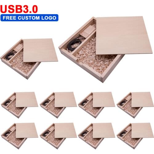 10pcs/lot Free Custom Logo Photo Unique Album Wood USB flash drive USB+Box Pendrive USB 3.0 8GB-64GB Photography 170*170*35mm