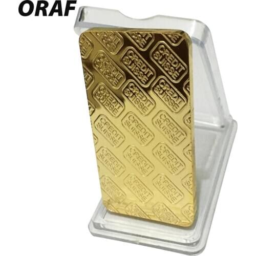 10pcs Replica 24K Gold Plated CREDIT Layered Bullion Bar Switzerland Credit Bullion Bar Modern Art Commemorative Coin Collect