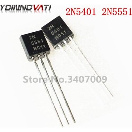 100PCS 2N5551 2N5401 5551 5401 TO-92 (50PCS* 2N5401+50PCS* 2N5551 ) Bipolar Transistors - BJT PNP Gen Pr Amp
