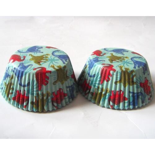 100Pcs Cute Blue Dinosaur Cupcake Liners Baking Cups Muffin Cases Cup Cake Wrappers Molds 4 Birthday Baby Shower Baptism Party