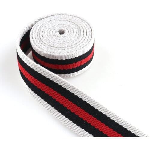 38mm cotton webbing black white red striped webbing Polyester Nylon webbing Strap for handbag garment backpack Belt Dog Collar