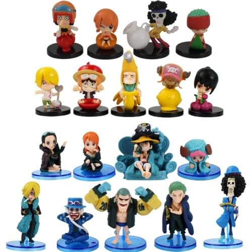 9pcs Figures Luffy Zoro Sanji Nami Robin Chopper Brook Usopp Franky Fruit Straw Hat Pirates Anime Model Toys