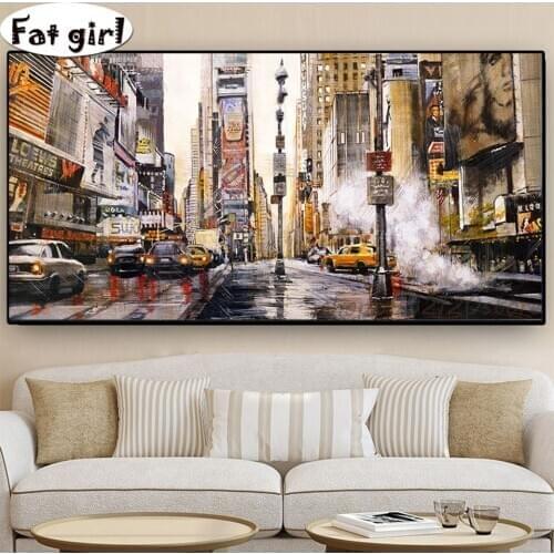 5D DIY Diamond Painting Abstract New york City Street Mosaic Cross stitch Square round canvas mural embroidery Home Decor