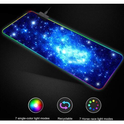 Besegad Large Wired LED RGB Gaming Mouse Pad Colorful Lighting Gamer Mousepad Mice Mat for Overwatch Lol Cs Go Dota Game