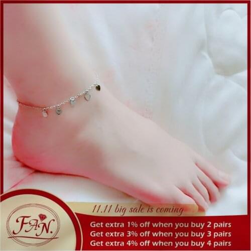 2021 New Trend Hot Summer Nice Gift Cool and Fresh Silver Color Small Simple Heart Style Single Layer Foot Anklet for Girl Women