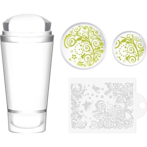 Double Head Clear Silicone Jelly Nail Art Stamper & Scraper Set Tool Nail Art Stamping Trasnsparent Nail Stamper