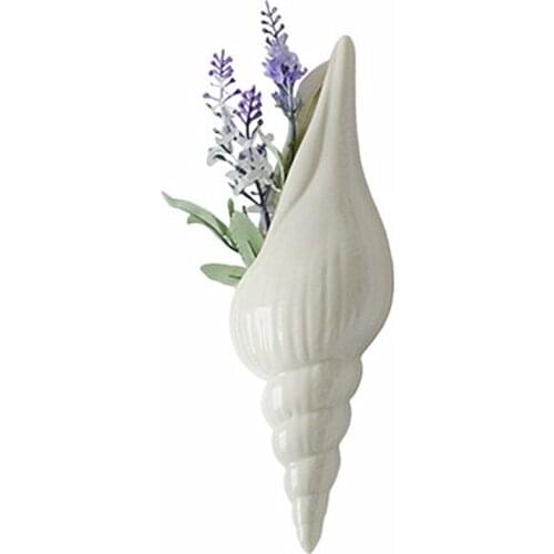 EUROPEAN MODERN CERAMIC CONCH WALL DECORATION TV BACKGROUND WALL DECORATION WALL FLOWER ARRANGEMENT WALL HANGING VASE M3131