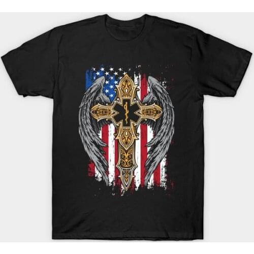 USA Flag Paramedic Caduceus EMT EMS Nurse Doctor Medicine Gift T-Shirt Cotton O-Neck Short Sleeve Mens T Shirt New Size S-3XL