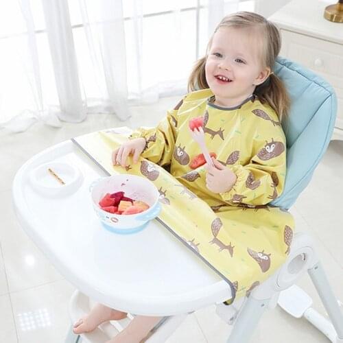 Newborn Long Sleeve Bib Coverall with Table Cloth Cover Baby Dining Chair Gown P31B