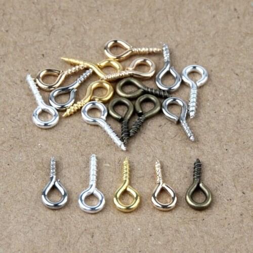 200pcs Small Tiny Mini Eye Pins Eyepins Hooks Eyelets Screw Threaded Gold Clasps Hooks Jewelry Findings For Making DIY