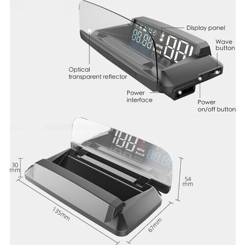 2021 New GPS HUD Head-up Display Speedometer KPH/KPM Mirror Auto Universal Speed Projector Compatible Truck Vehicle For Car