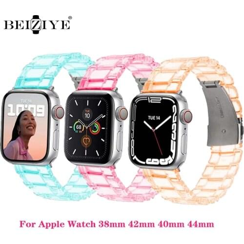 Watch Strap For Apple Watch Band 38mm 42mm 40mm 44mm Transparent Resin band for IWatch series 6 SE 5 4 3 2 Accessories Bracelet