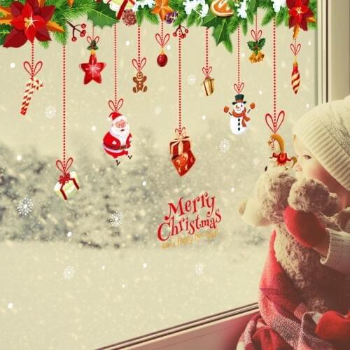 Christmas Rings Flower Leaves Wall Decals Kids Room Bedroom Living Room Shop Window Decoration Removable Poster Stickers