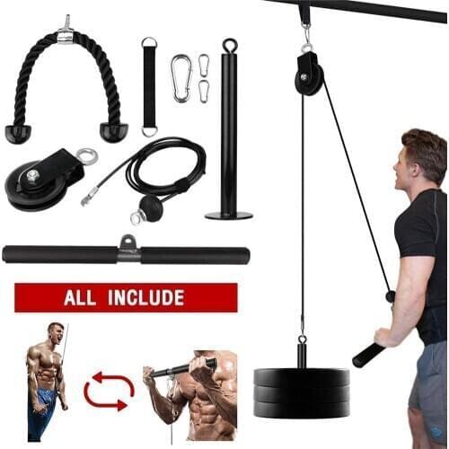 Pulley Cable System Machine DIY Fitness Gym Arm Biceps Triceps Hand Training Equipment For Home Workouts