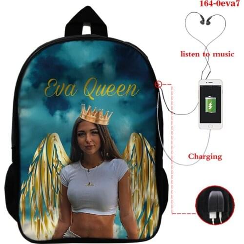 16inch 3D Print Eva Queen Schoolbag Backpack Women Men Travel Bag Zipper Bookbag Backbags for Girls Sac A Dos Eva Queen Mochila