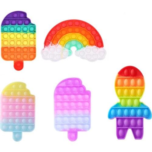 Silicone Color Changing Popsicle Funny Push Bubble Sensory Squeezing Toy Anti-stress Relaxing Fidget Autism Toysl Adults Kids