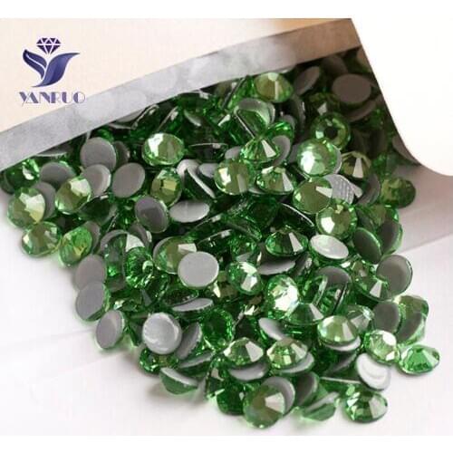 YANRUO 2058HF SS16 Peridot 1440Pcs Top Stones Flatback Strass Hotfix Glass Rhinestone Crystals For Crafts