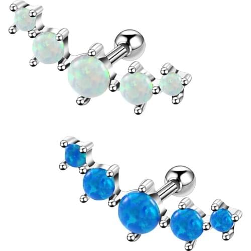 16G Creative 1Pc Stainless Steel Ear Piercing Jewelry Opal Screw Studs Ear Cartilage Lobe Tragus Helix Conch Body Piercing