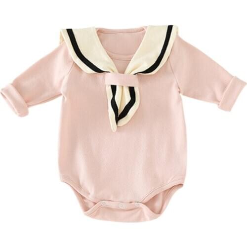 2021 Spring Baby Romper Toddler Clothes Baby Girl Bodysuits Long Sleeve Sailor Collar Boy Jumpsuits Hot Sale
