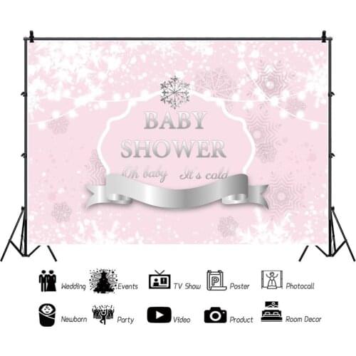Snowflake Pink Baby Shower Background Photography Winter Newborn Kids Portrait Backdrops For Photo Studio Props Vinyl