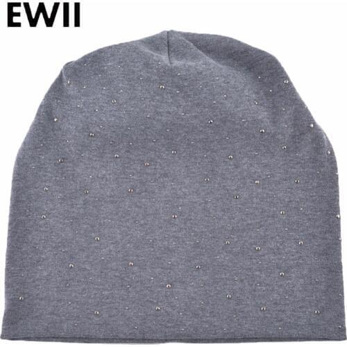 Rhinestone hats for women autumn beanie hat skullies beanies women casual knitted caps girls baggy winter cap bonnet femme